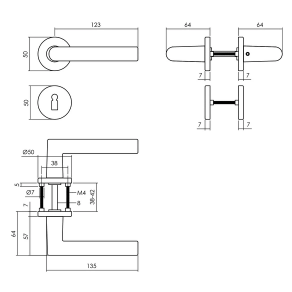 Türdrücker »Broome«, D.52x7 mm BB-Rosetten