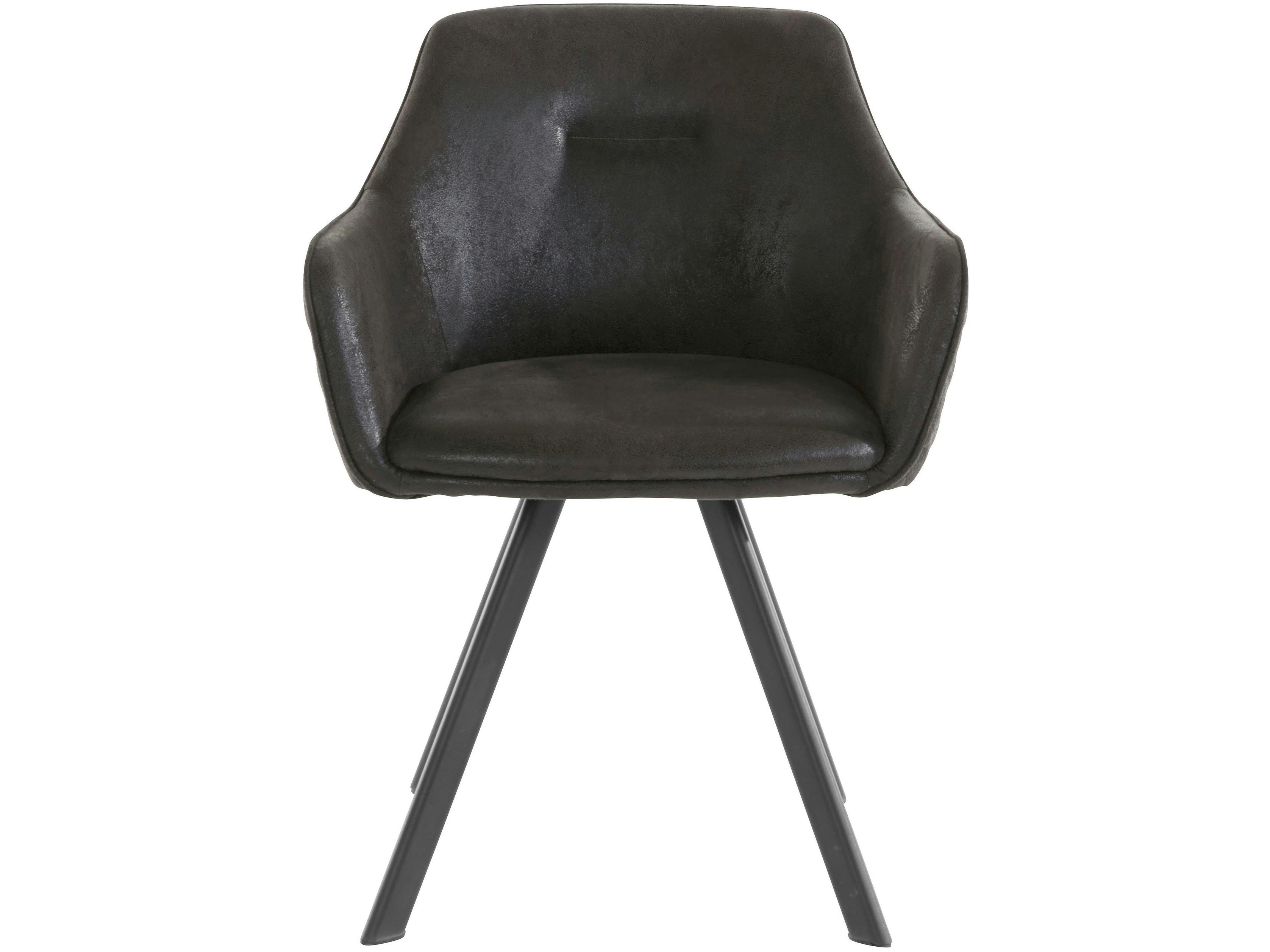 NINA - Chaise de salle à manger rembourrée en microfibre anthracite