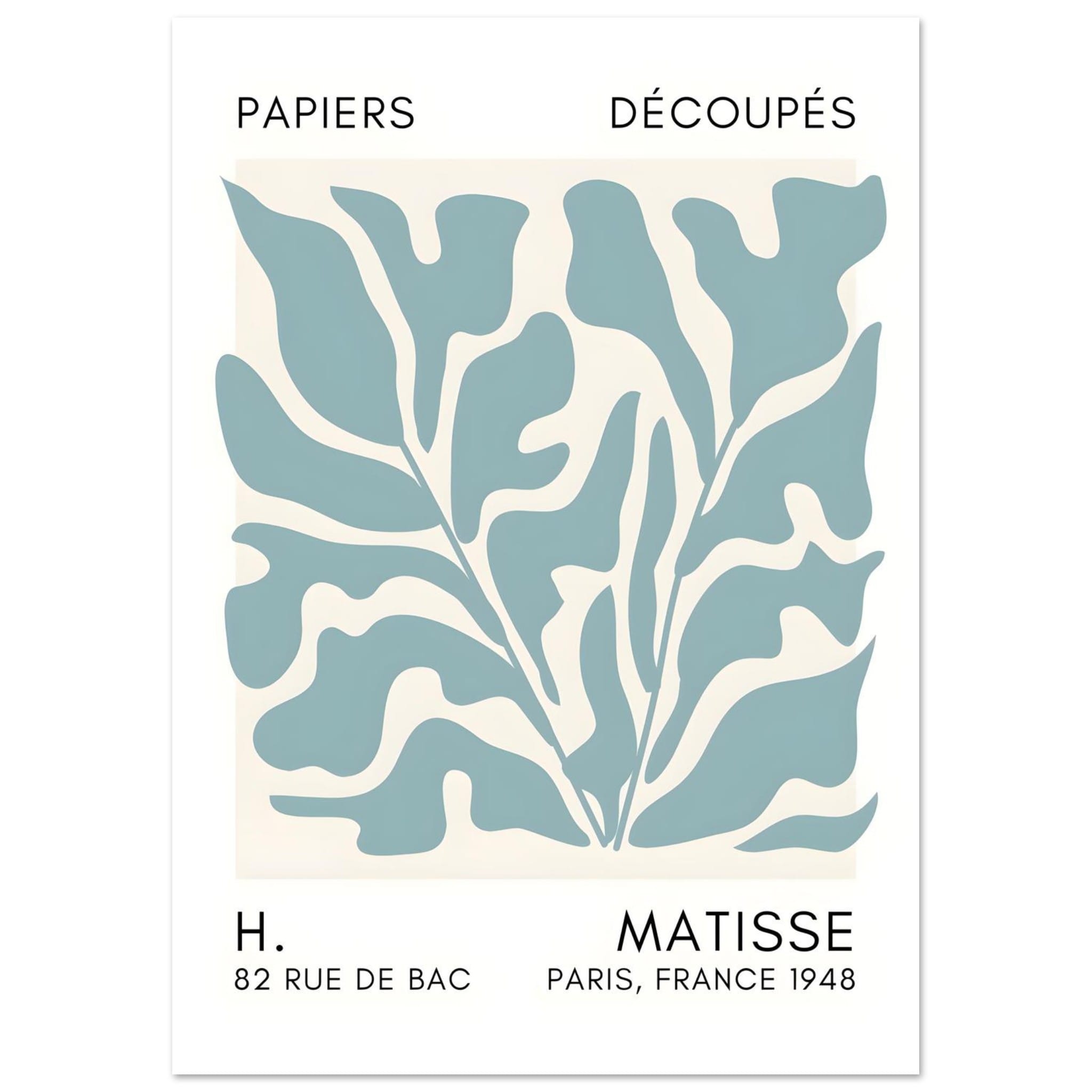 Artfulprints Poster Matisse – Seabed shapes turquoise  - A4 21x29.7 cm - Turquoise