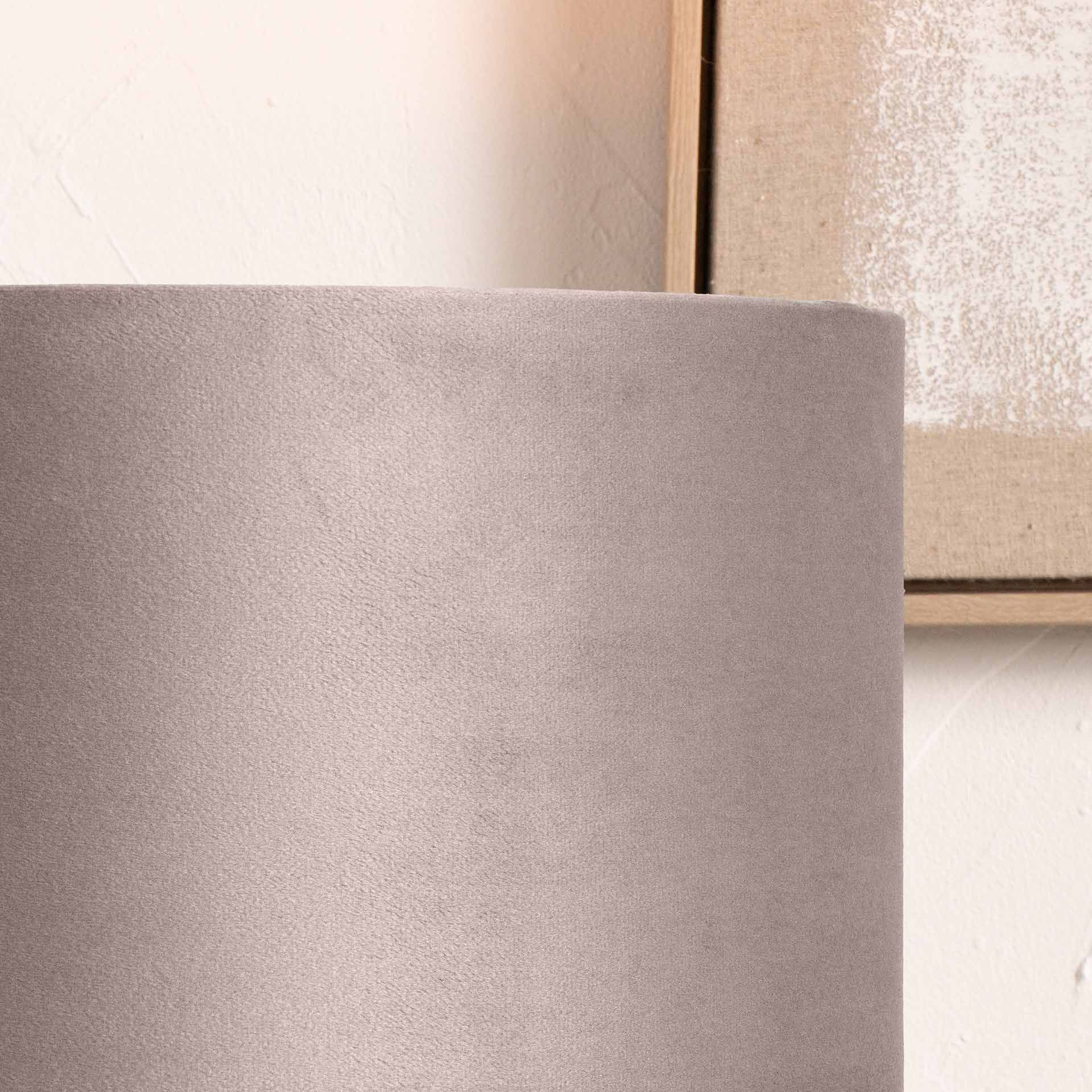 Ruma Beige Velvet Cylinder Shade for Table Lamps and Floor Lamps