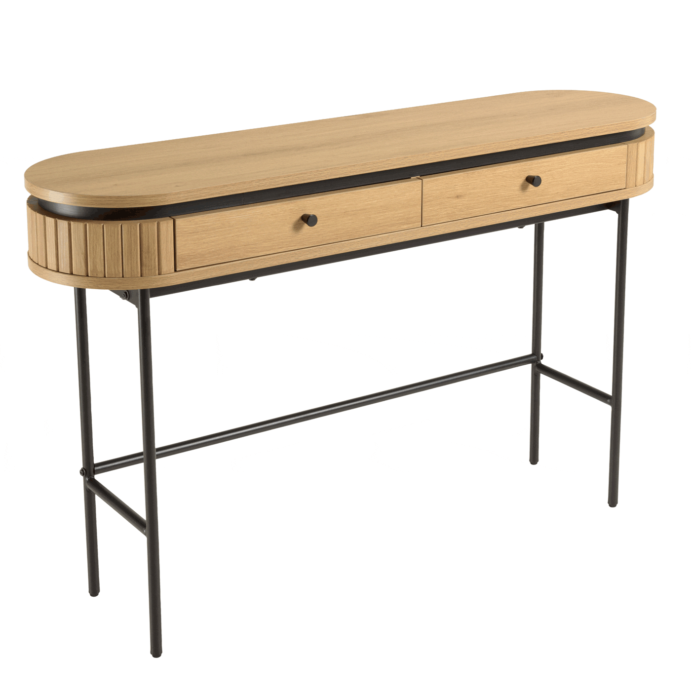 Console 2 tiroirs bords arrondis décor strié JINAN