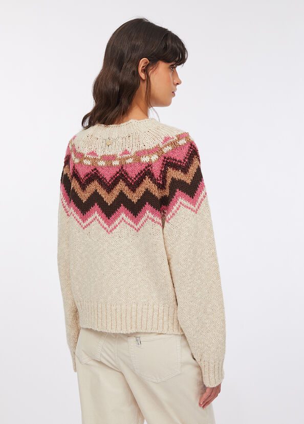 Maglia jacquard con ricamo