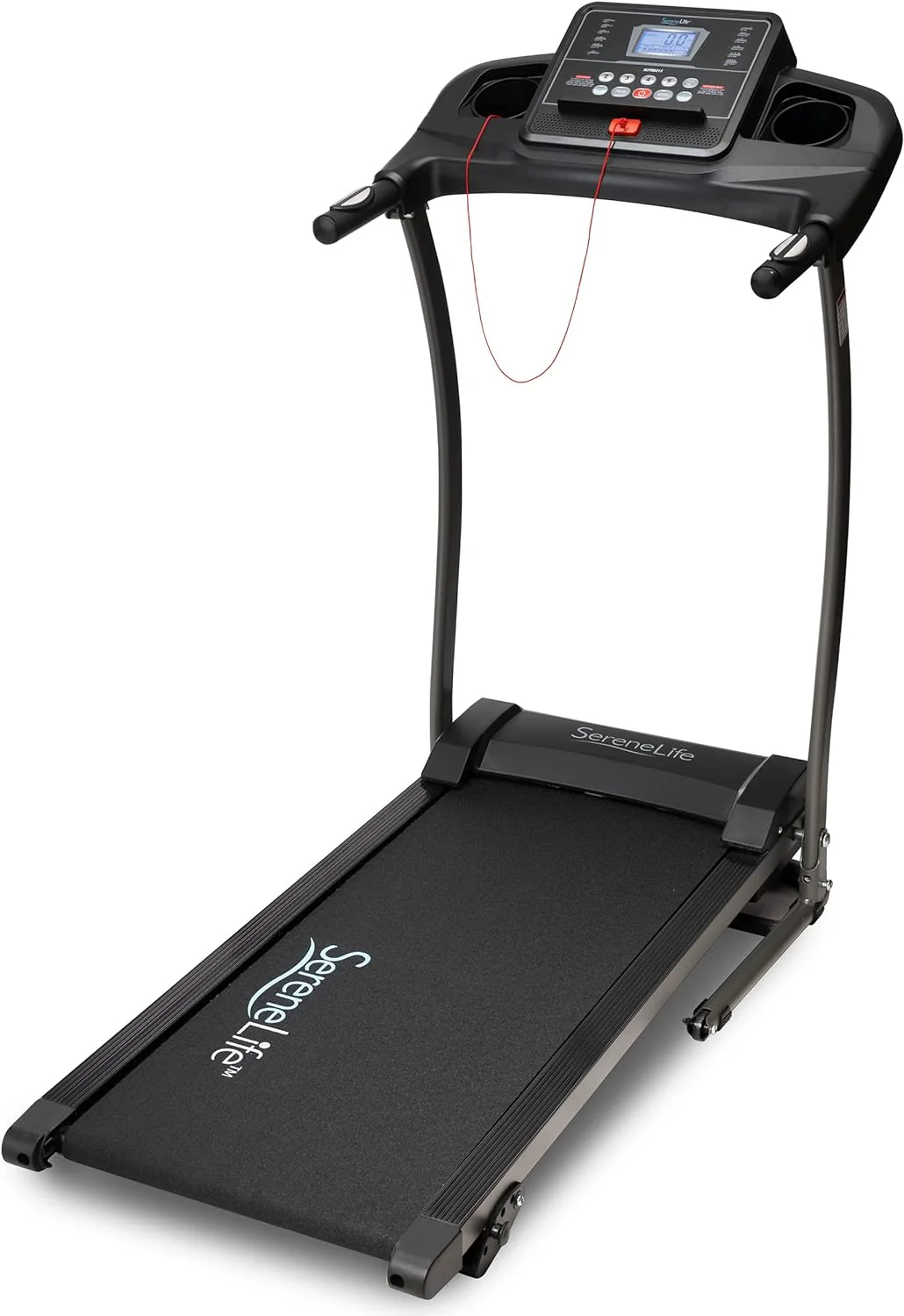 SereneLife Folding Treadmill - Foldable Home Fitness Equipment with LCD for Walking  Running - Cardio Exercise Machine - Preset and Adjustable Programs - Bluetooth Connectivity(SL213 - 6.5 MPH)