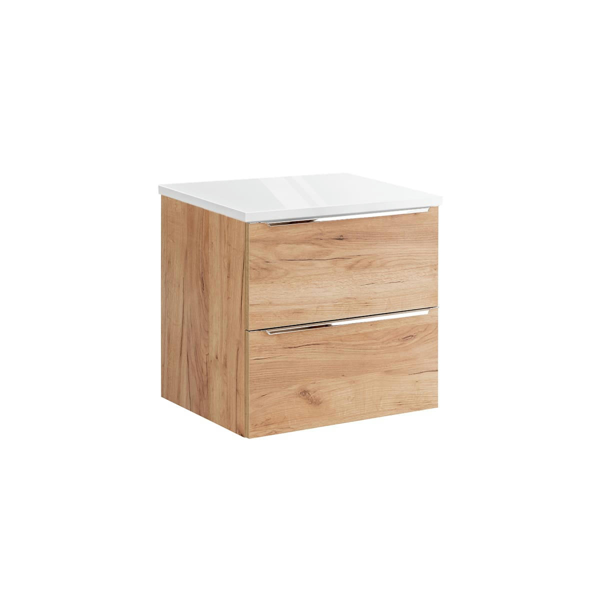 - Meuble sous-vasque 60cm plan de toilette naturel et blanc