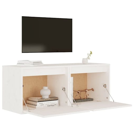 NNEVL Wall Cabinets 2 pcs White 45x30x35 cm Solid Wood Pine