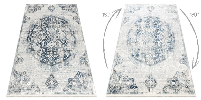 Dywan DISTIN 0820A granatowy / niebieski / biały nowoczesny - 80x150 cm