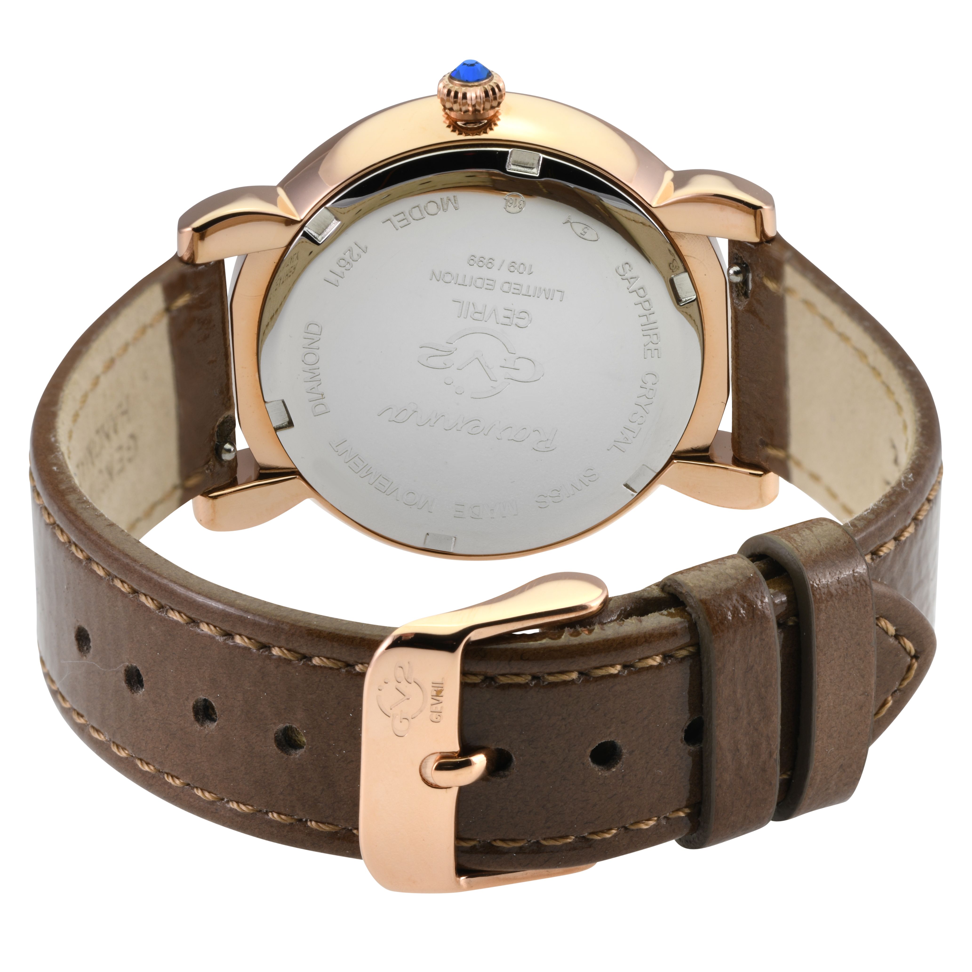 GV2 Ravenna 12611 White MOP Dial Taupe Leather Swiss Quartz Watch