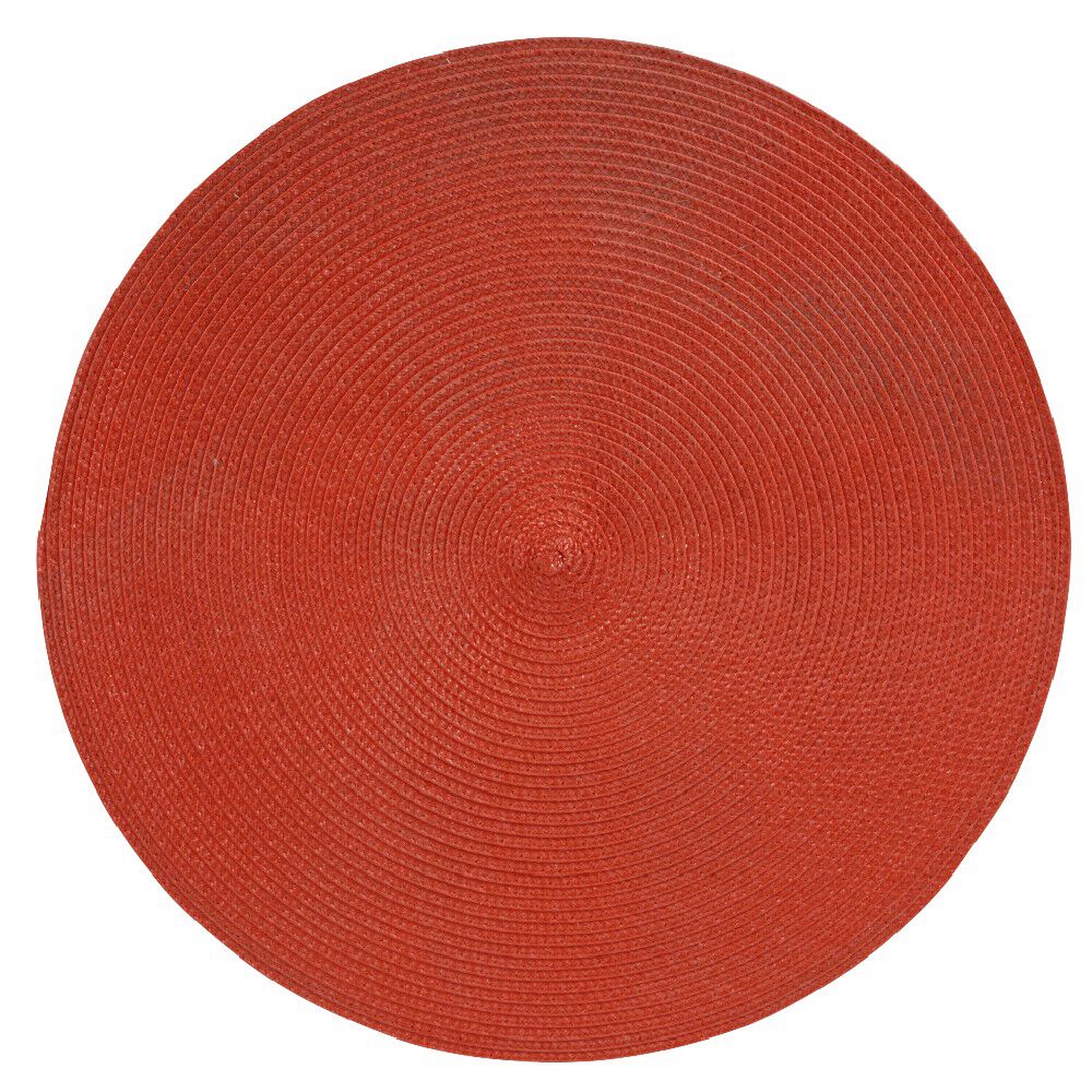 Set de table rond effet paille rouge uni Ø38 cm