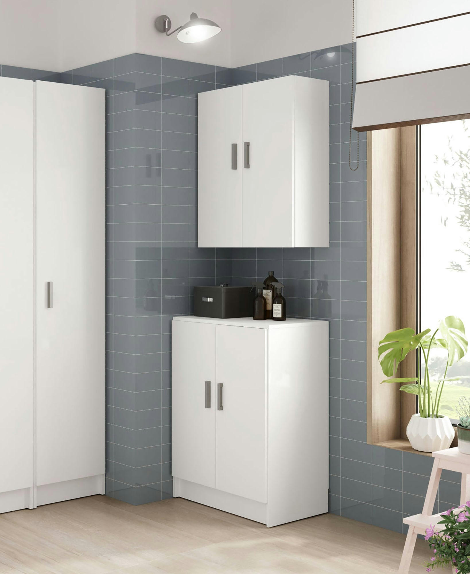 MEMPHIS - Armoire polyvalente à 2 portes effet bois blanc