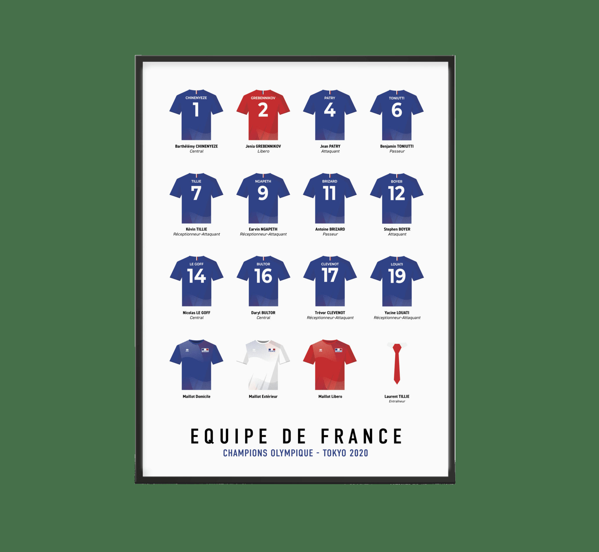 VOLLEY - Affiche Volley - France Champion Olympique JO Tokyo 2020 30 x 40 cm