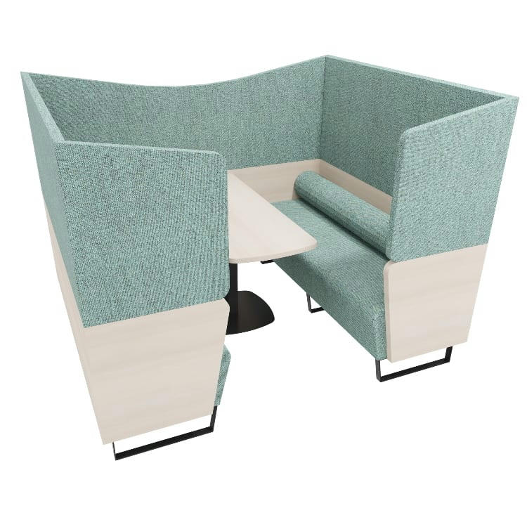 BOX AMITY - Banquette acoustique 4 places haute bicolore vert