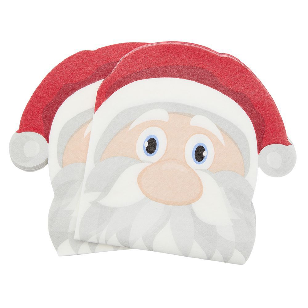 Serviette en papier forme tête de Père No&euml;l x12