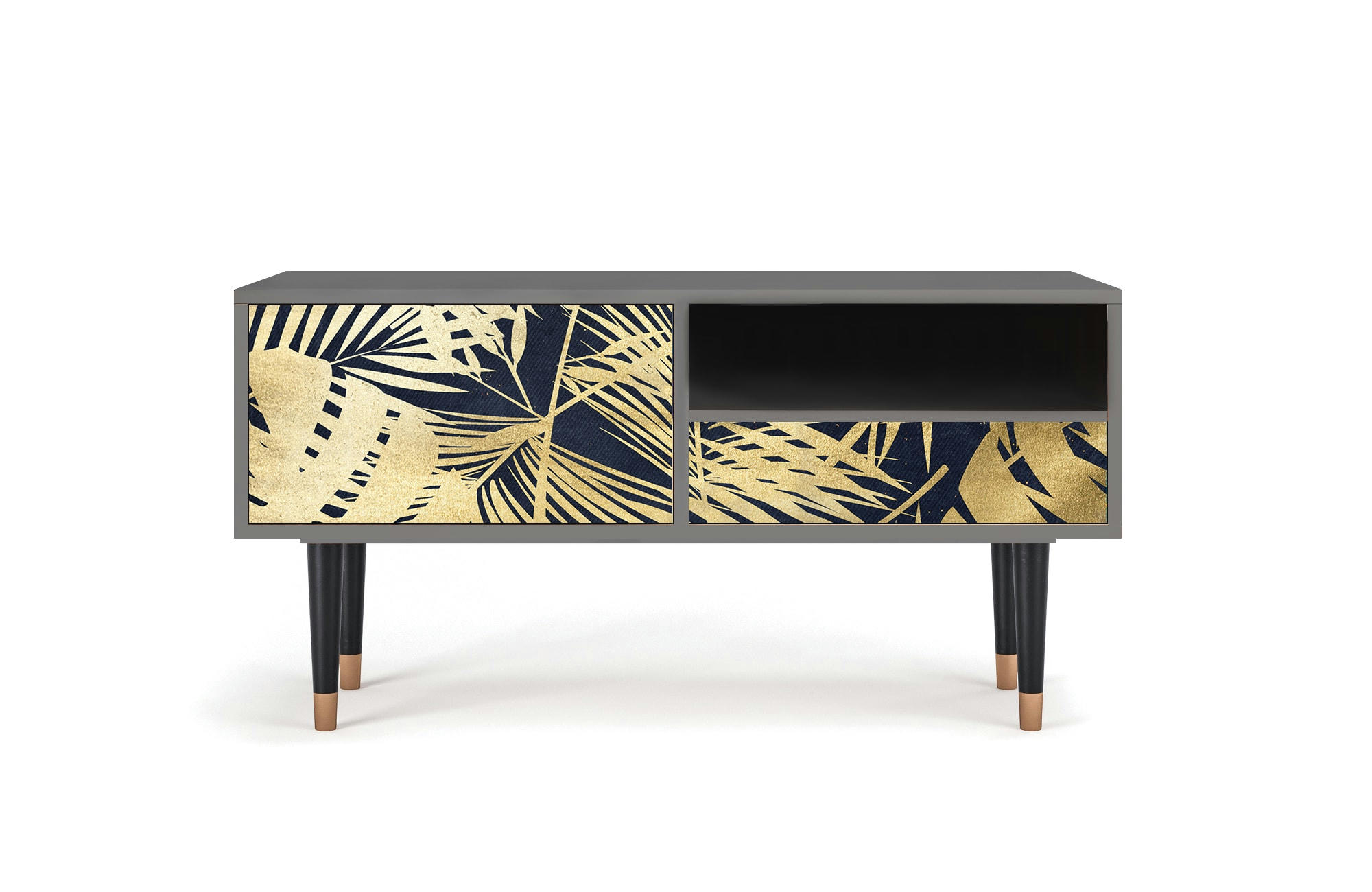 JUNGLE VIBES - Meuble TV  bleu et jaune 1 tiroir et 1 porte L 115 cm