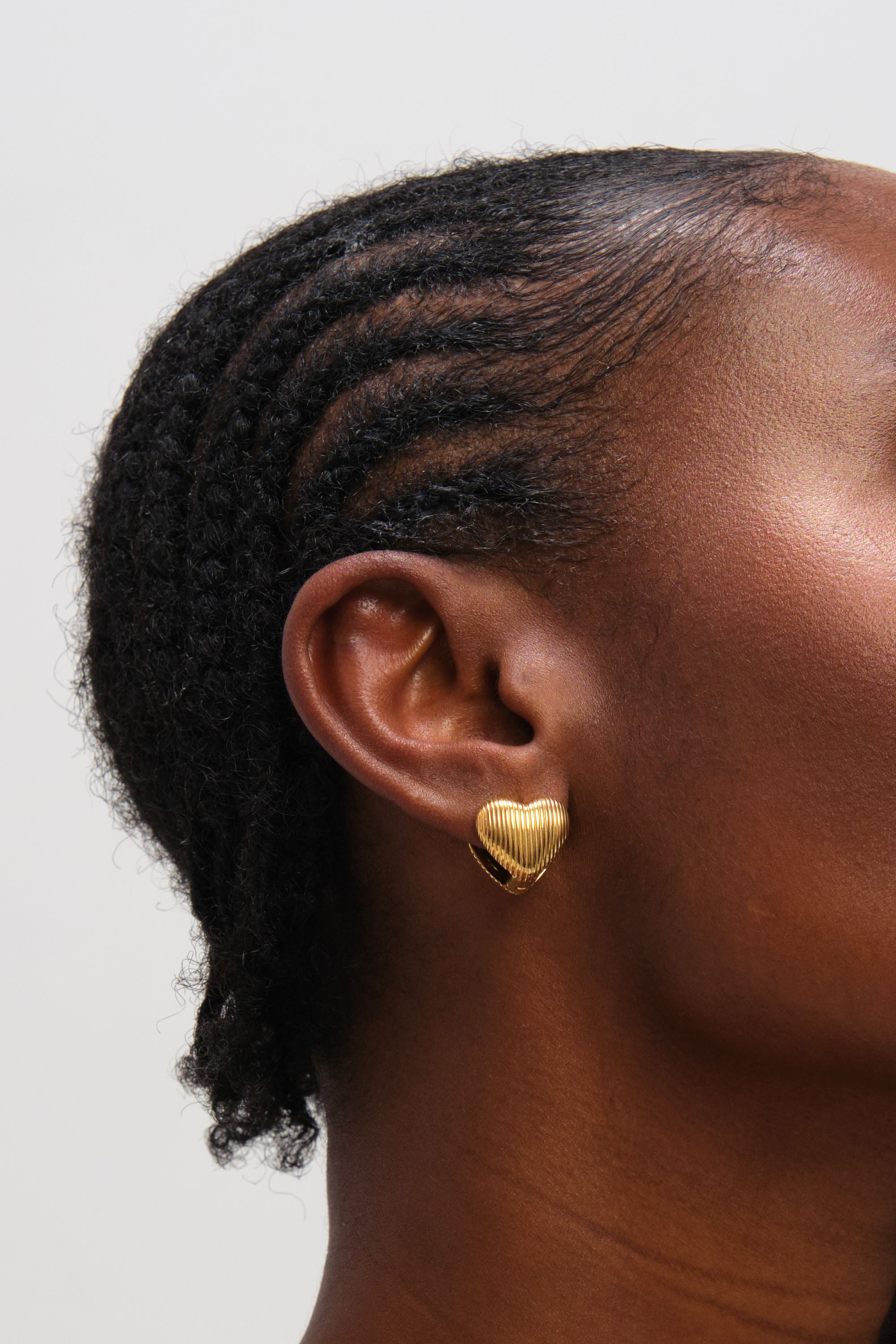 Jon Richard Gold Plated Waterproof Ribbed Heart Hoop Earrings