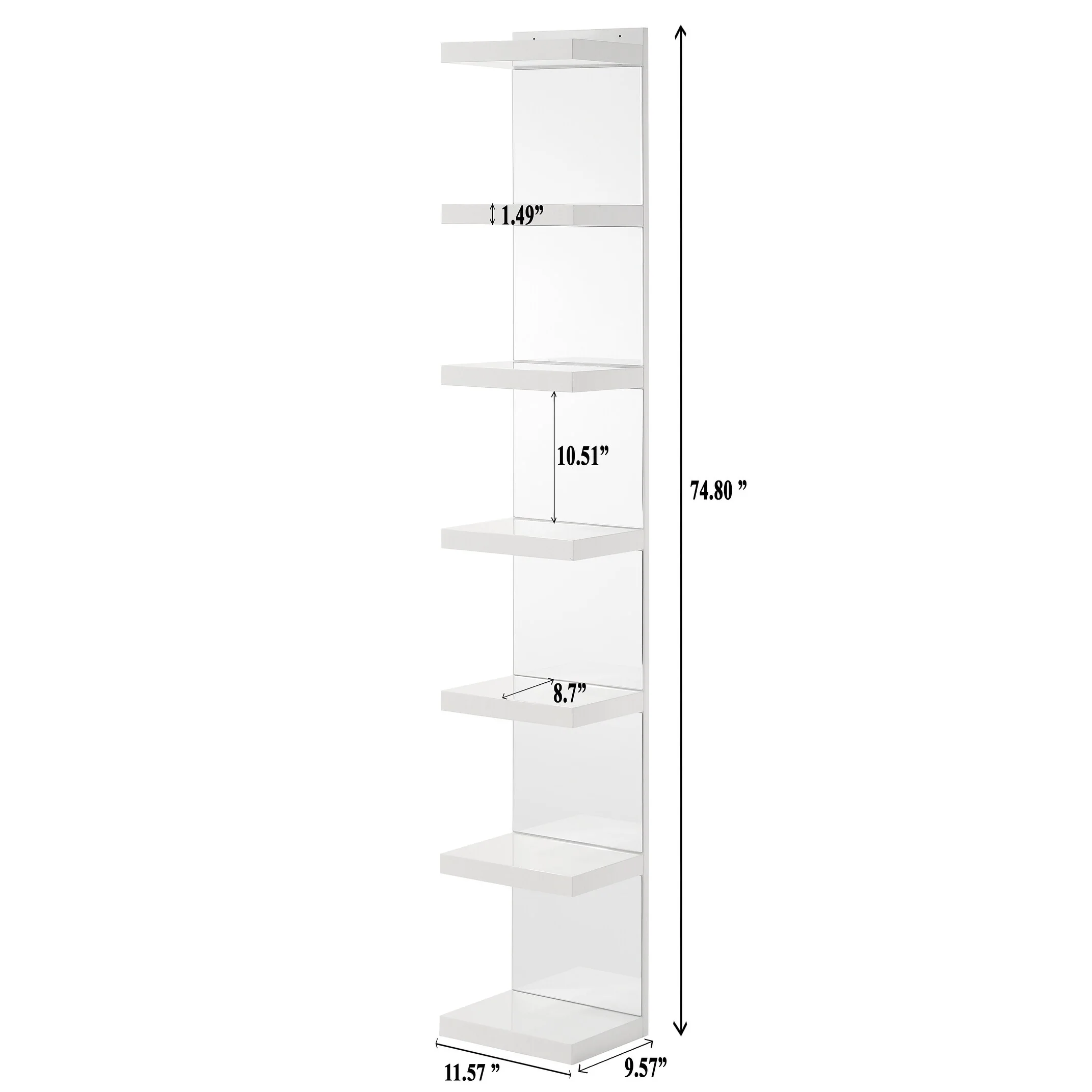 Open Shelving Rack with Mirrored Back Living Room Wooden Furniture