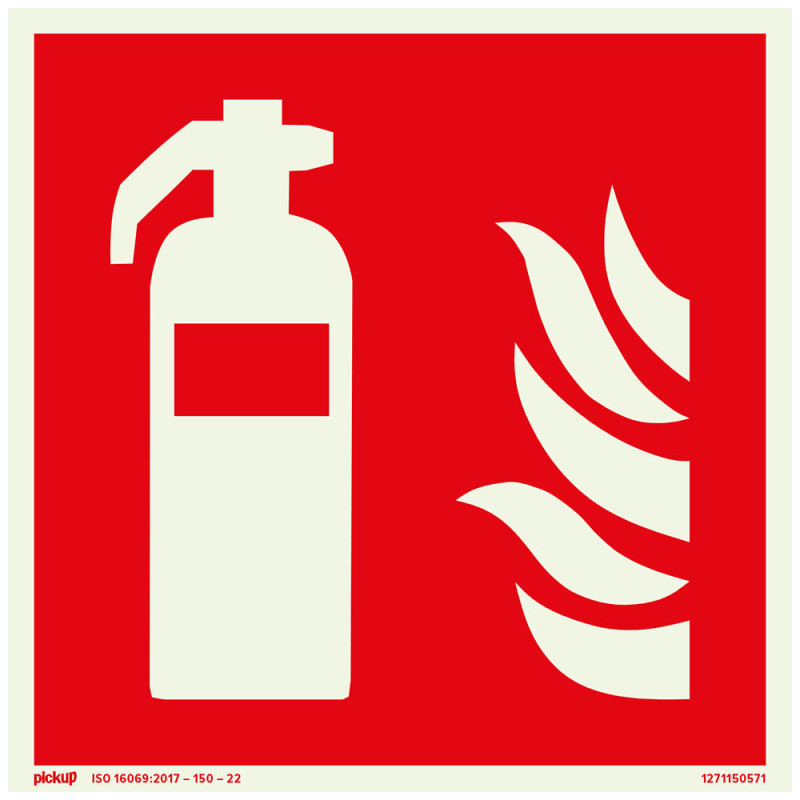 Pictogramme adhésif photoluminescent exctincteur incendie 15 x 15 cm PICKUP