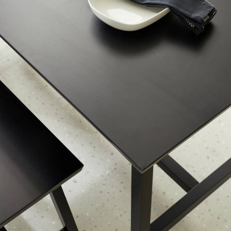 Habitat Kyoto Black Dining Table & 2 Black Benches