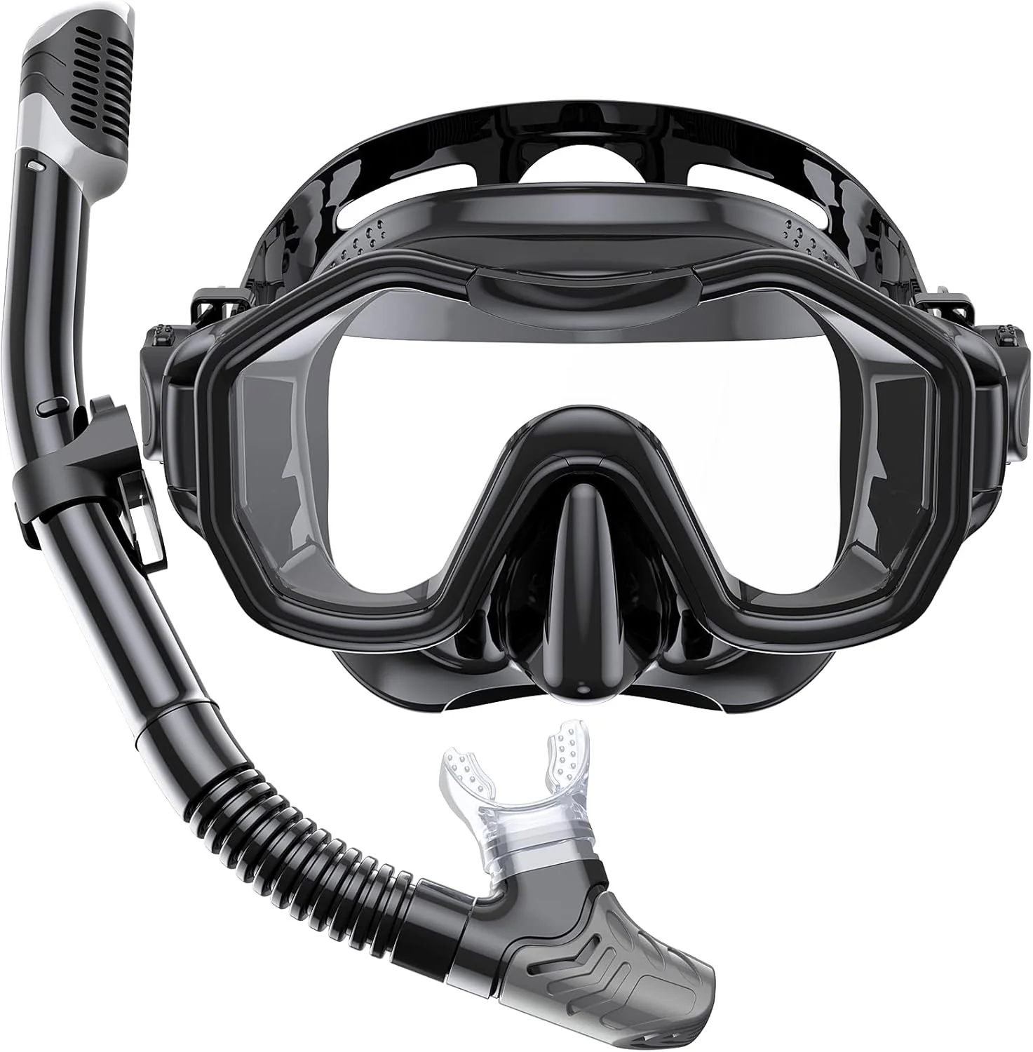 Snorkeling Gear for Adults, Dry-Top Snorkel Set, 180��Panoramic Wide View Diving Mask Breathing Freely Snorkel Mask for Snorkeling Scuba Diving Swimming Travel(K2-Blue Orange/Kids)