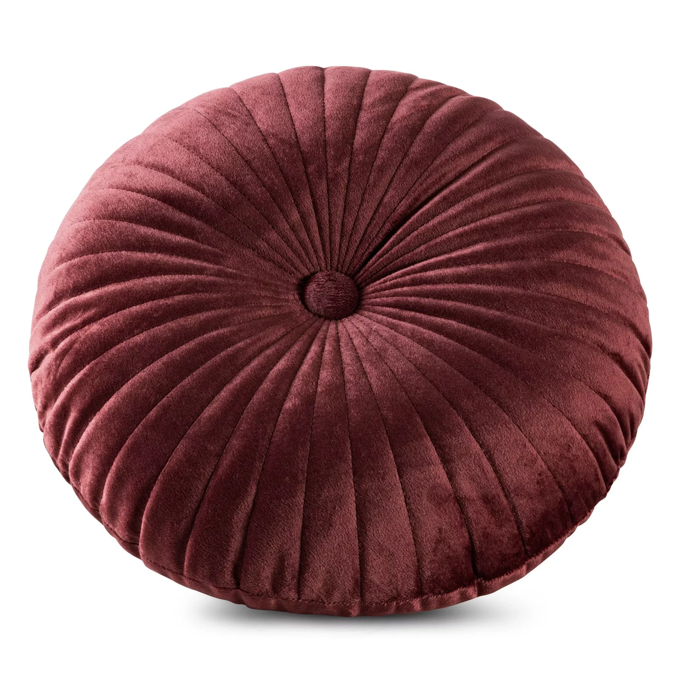 Poduszka okrągła średnica 40 cm welwetowa bordowa pikowana VELVET 68