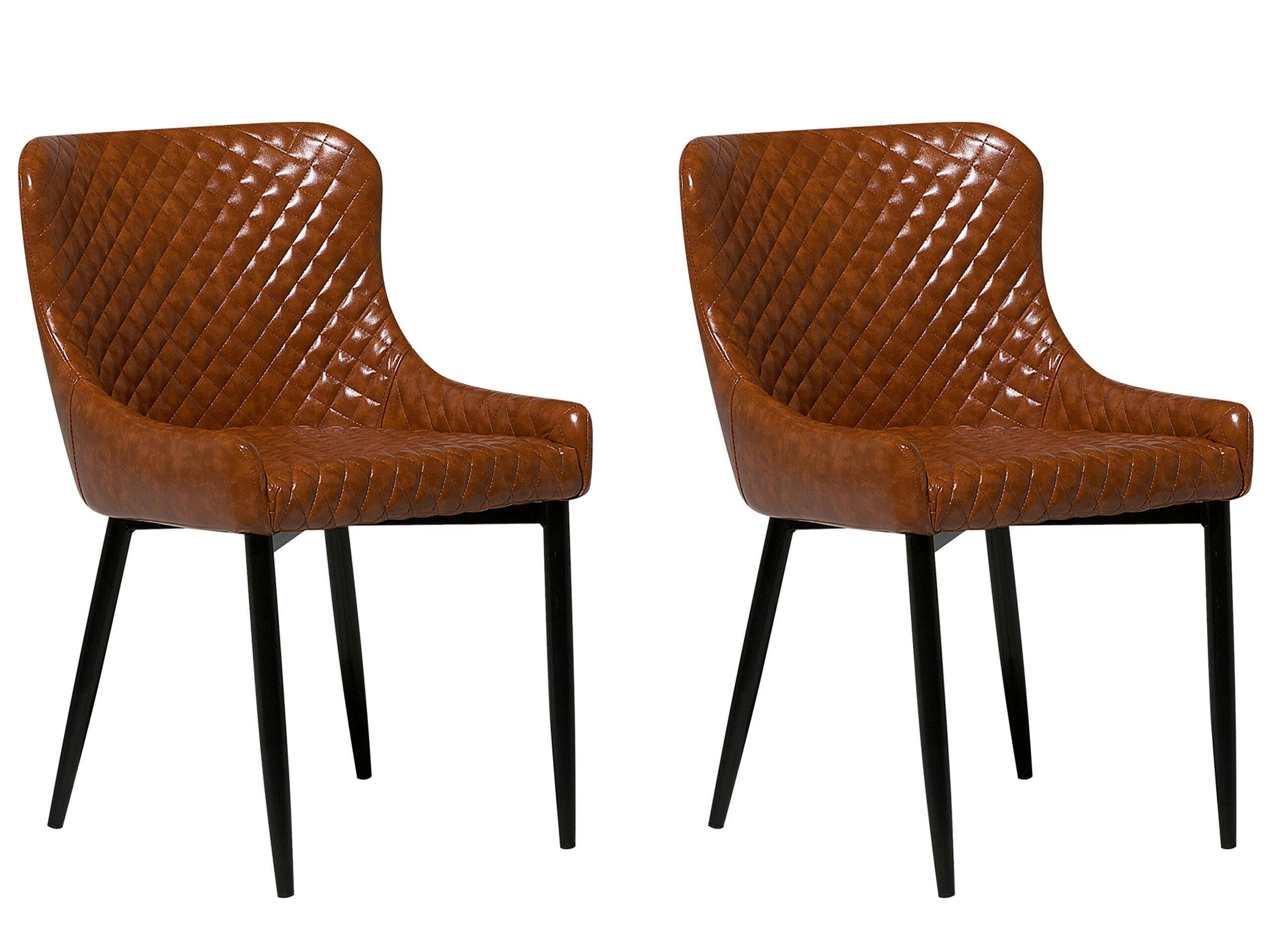 SOLANO - Lot de 2 chaises en cuir PU marron