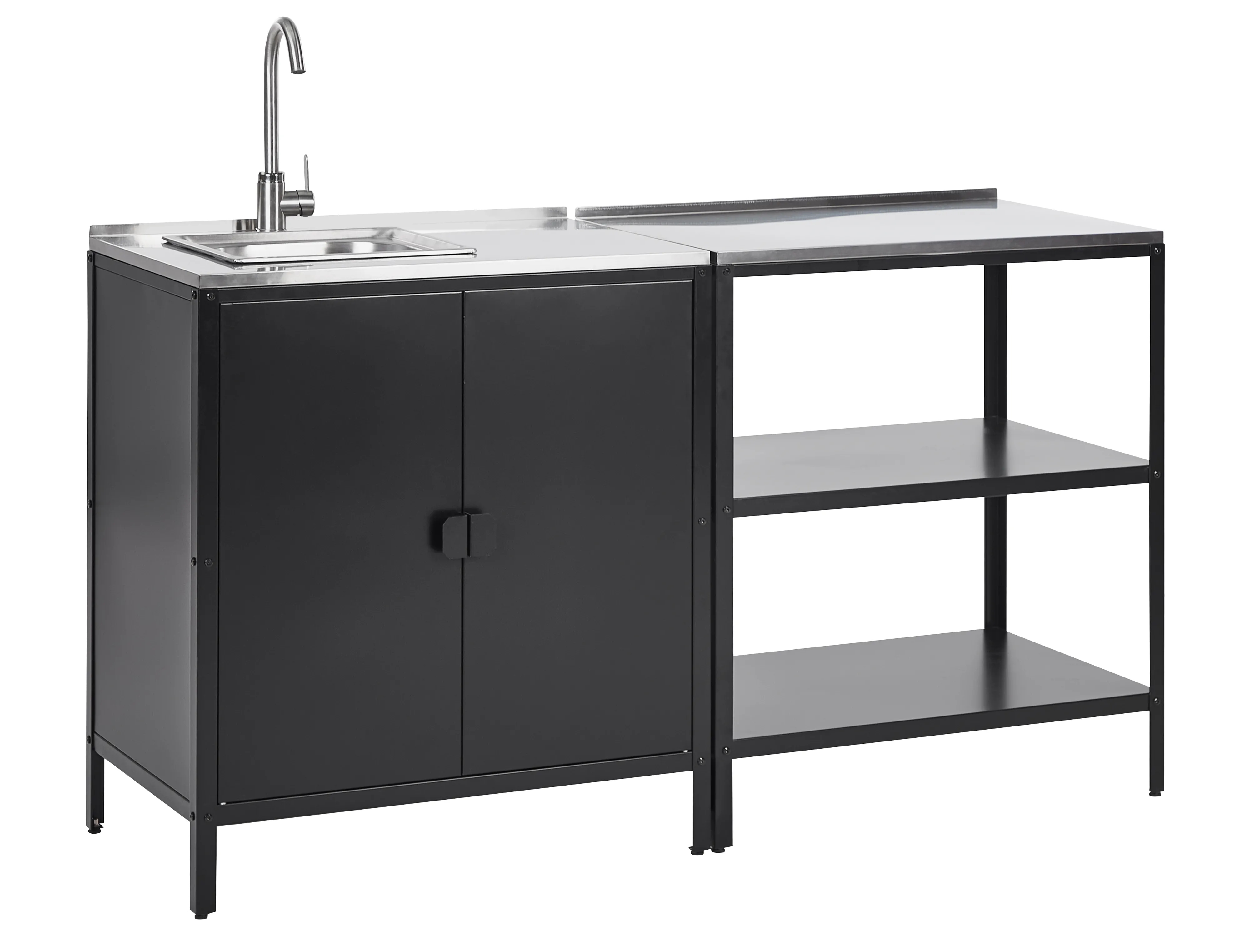2 Piece Outdoor Kitchen Set with Sink VILAMA Metal Black