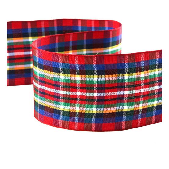 Red Tartan Ribbon 50mm x 3m