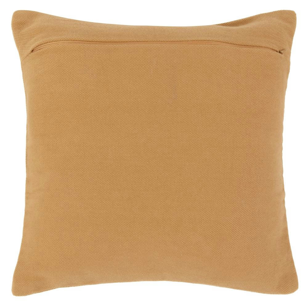 BASTET - Housse de coussin en coton beige sable avec galon 40x40