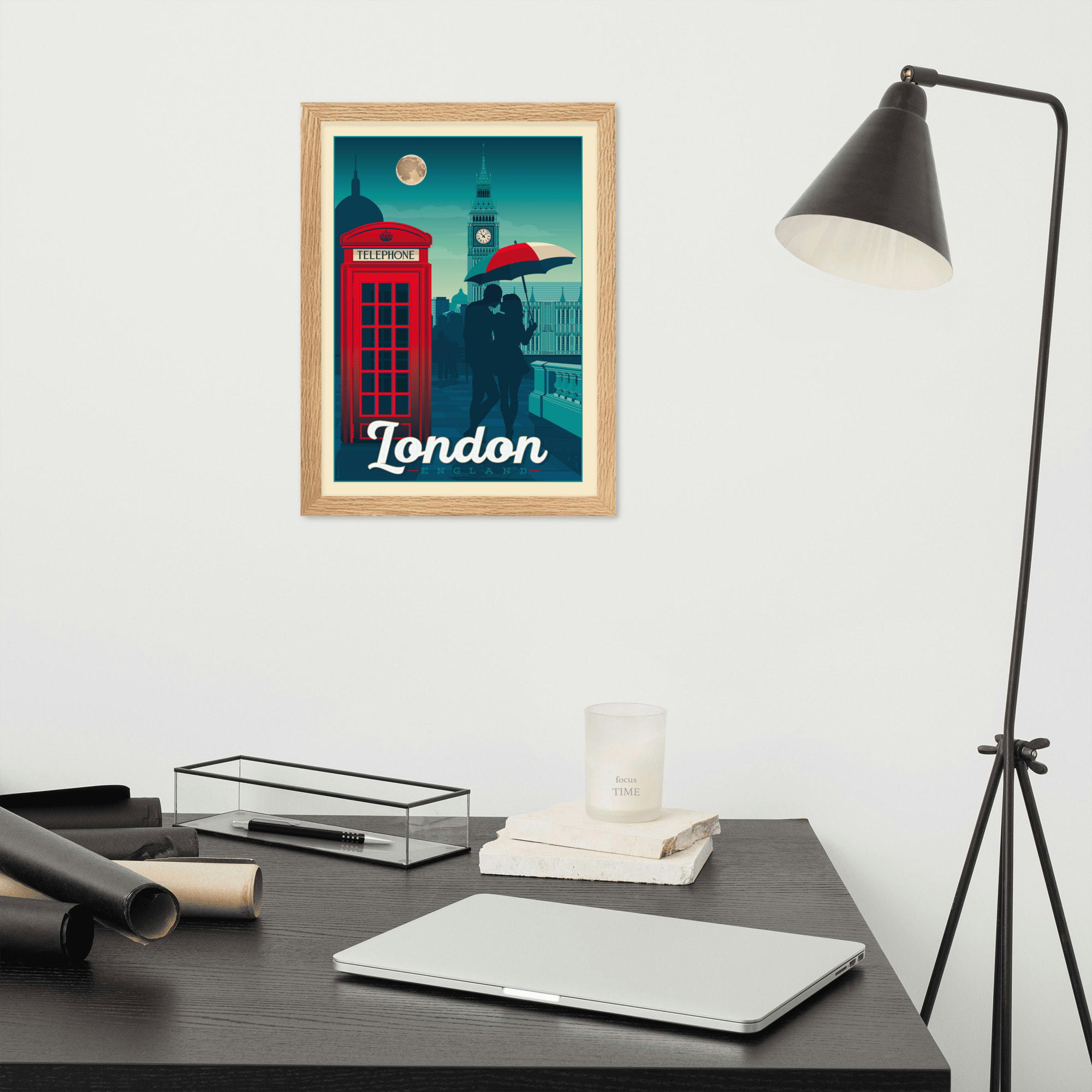 - Affiche Londres Royaume-Uni avec Cadre (Bois) 21x29,7 cm
