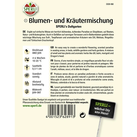 Kräutermischung »SPERLI's Duftgarten«, einjährig, duftendes Blütenparadies, Höhe 30-100 cm
