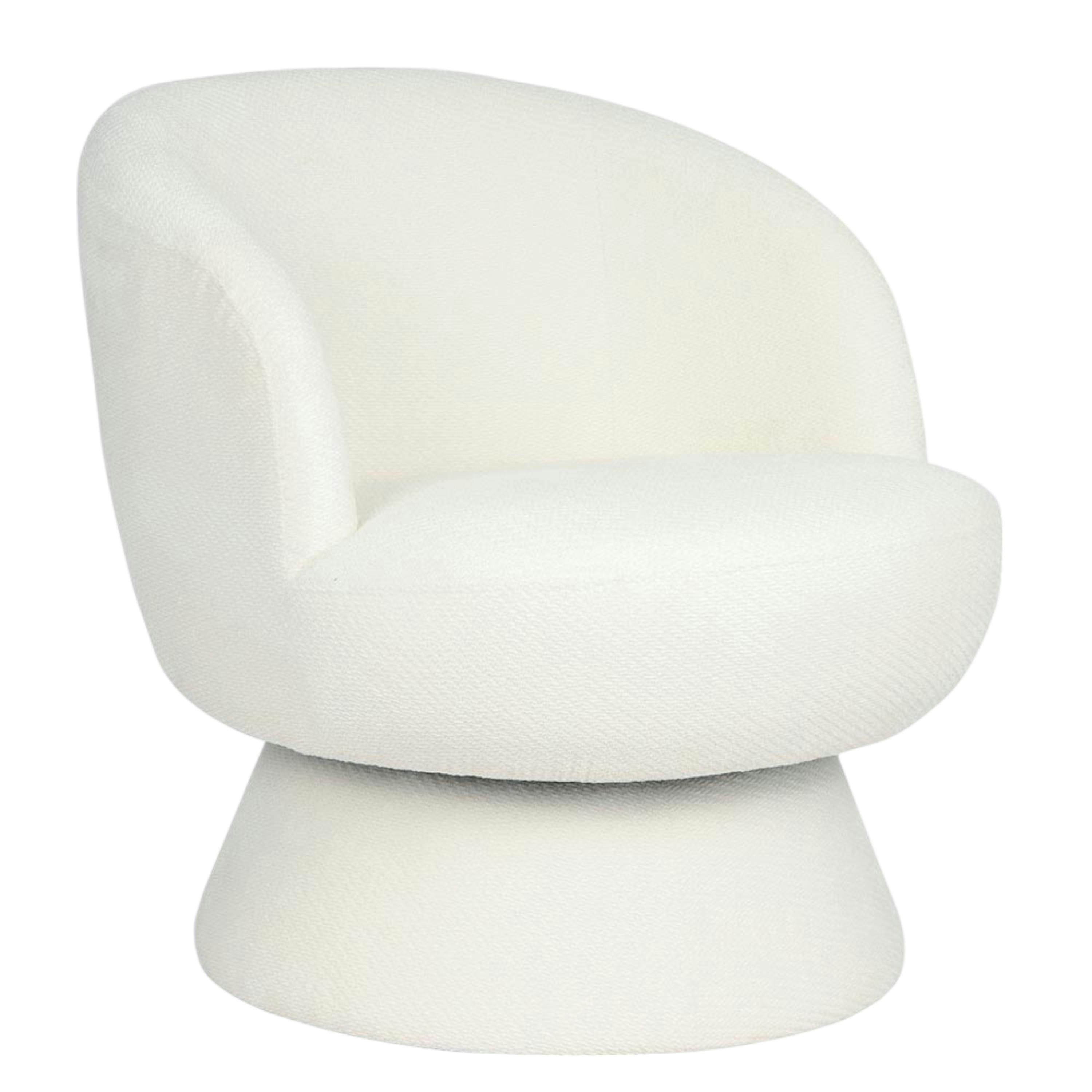 Fauteuil blanc pivotant - tissu chenille, style rétro IENA
