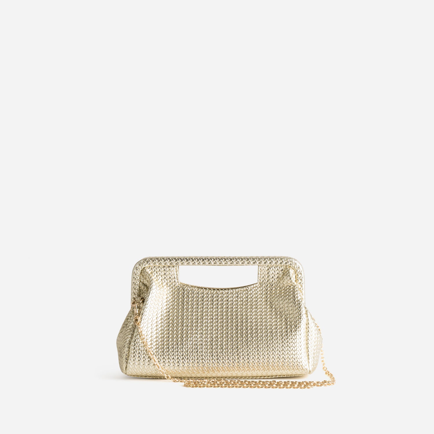 Sac pochette dorée embossage tressé