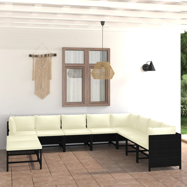 Zestaw wypoczynkowy do ogrodu Czarny Technorattan 3x sofa narożna   4x