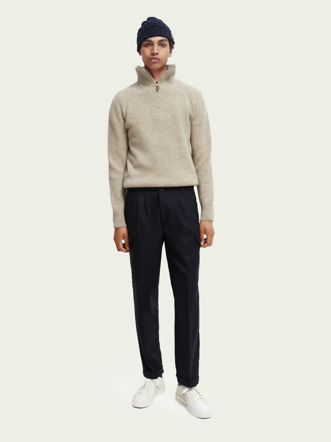 Wool-Blended Half-Zip Sweater
