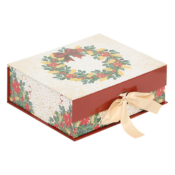 Lot de 3 boîtes cadeau rectangles imprimées couronne dream rouge et blanc - feeric lights &christmas