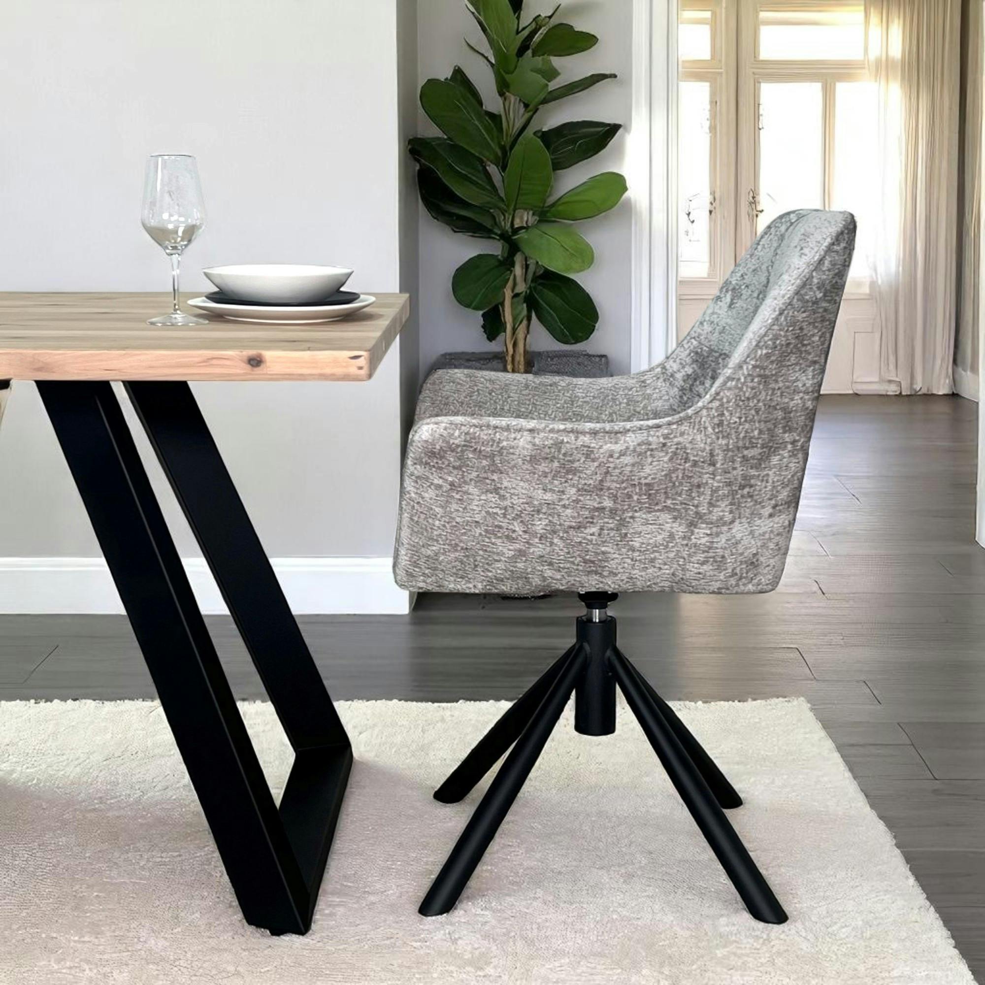 Fauteuil de table pivotant tissu gris (lot de 2) IENA