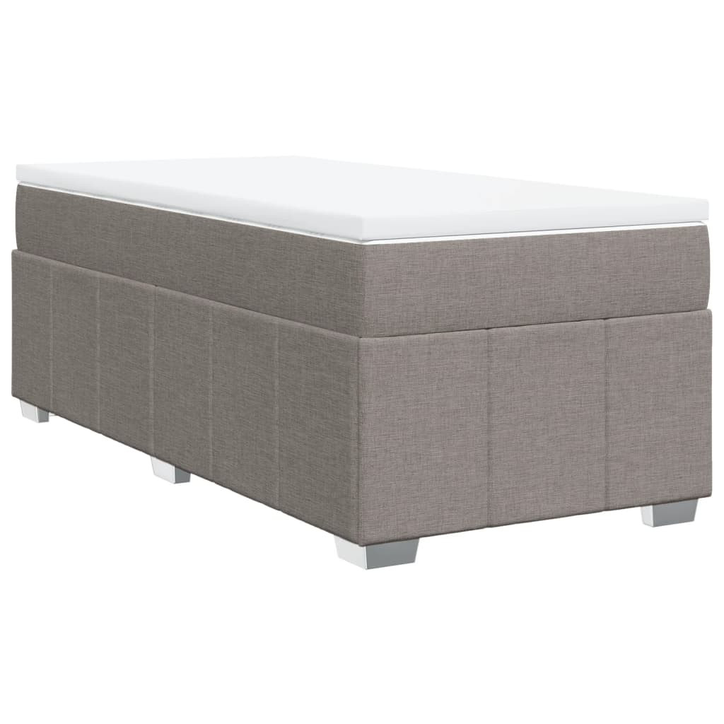 Łóżko Kontynentalne z Materacem Taupe Do Pokoju Sypialni Tkanina 80x200 cm