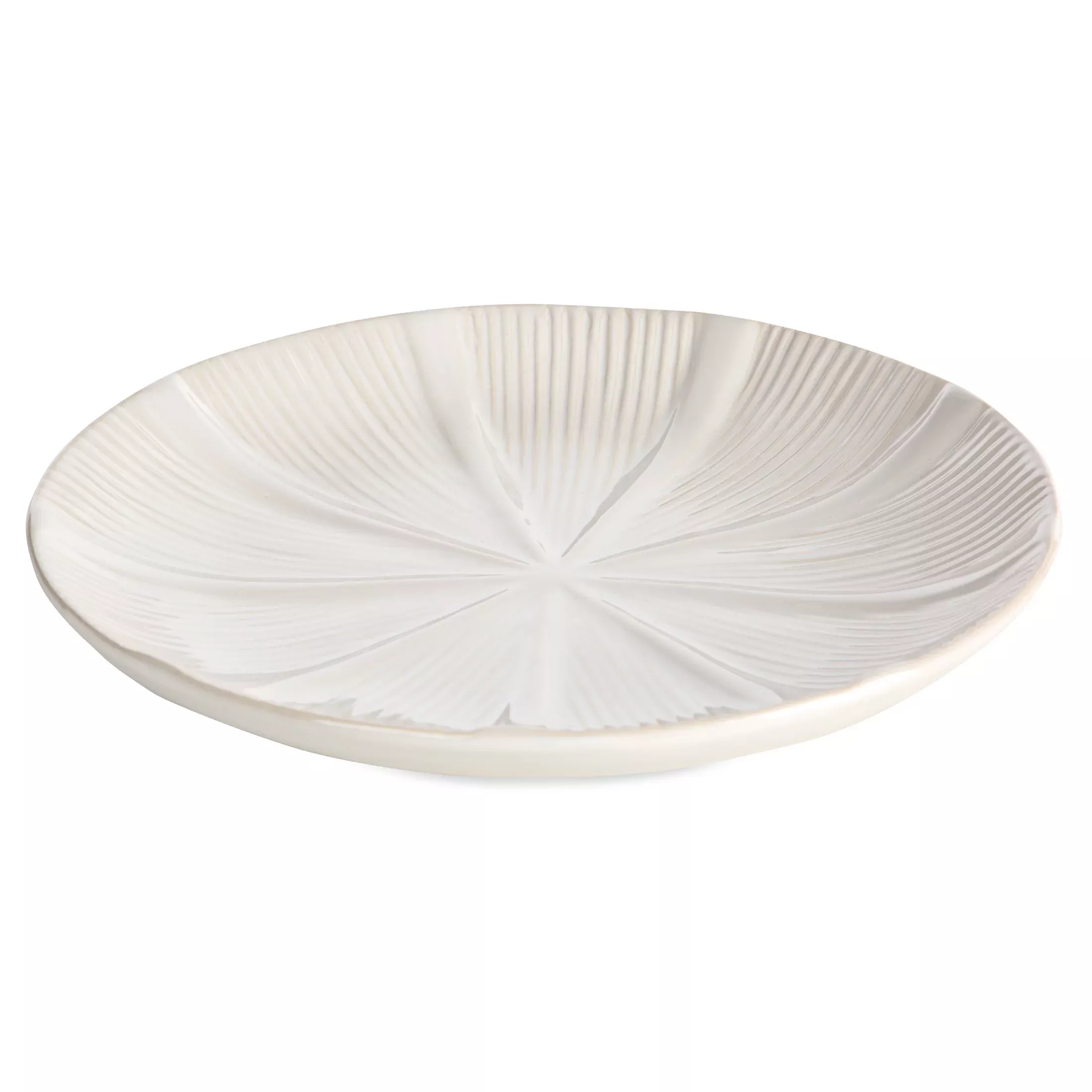 Patera ceramiczna dekoracyjna kremowaz wytłaczanym wzorem średnica 30x4 cm GARET