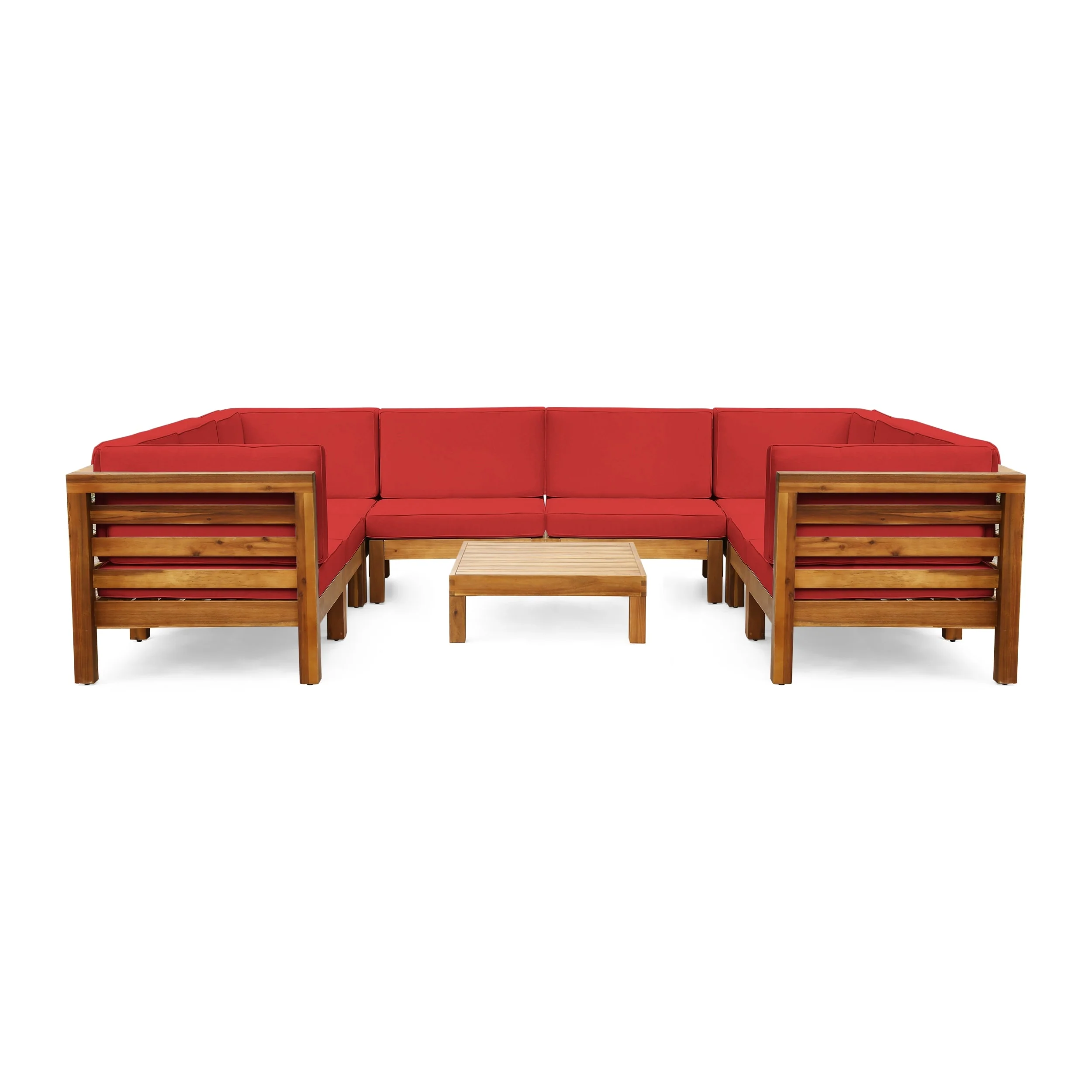 Oana Outdoor 9-piece Acacia Wood U-shaped Sectional Set by Christopher Knight Home