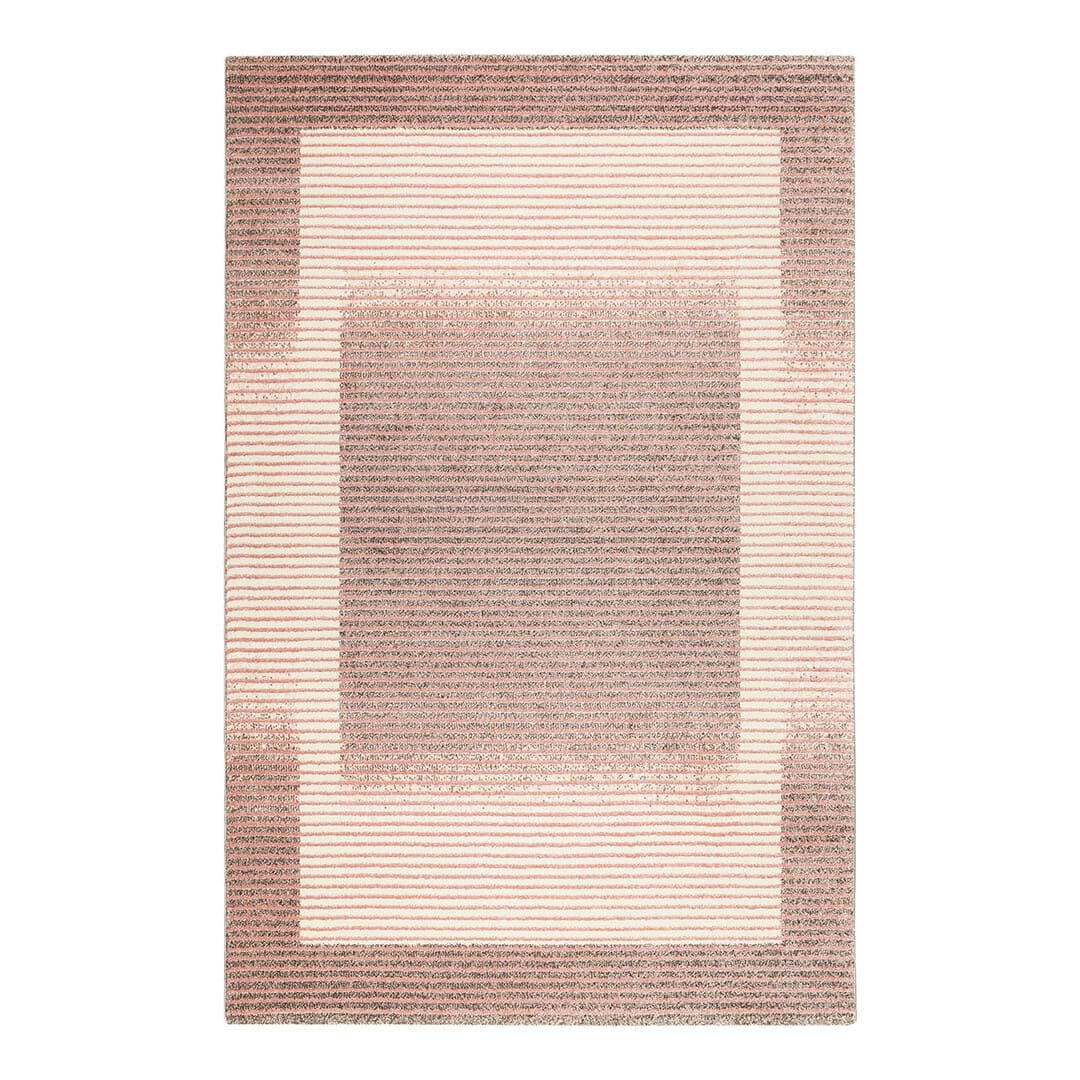 FLOW - Tapis rayé contemporaine en polyester rose 120x170
