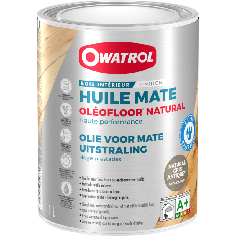 Huile pour parquet Oleofloor Natural grise 1 L OWATROL