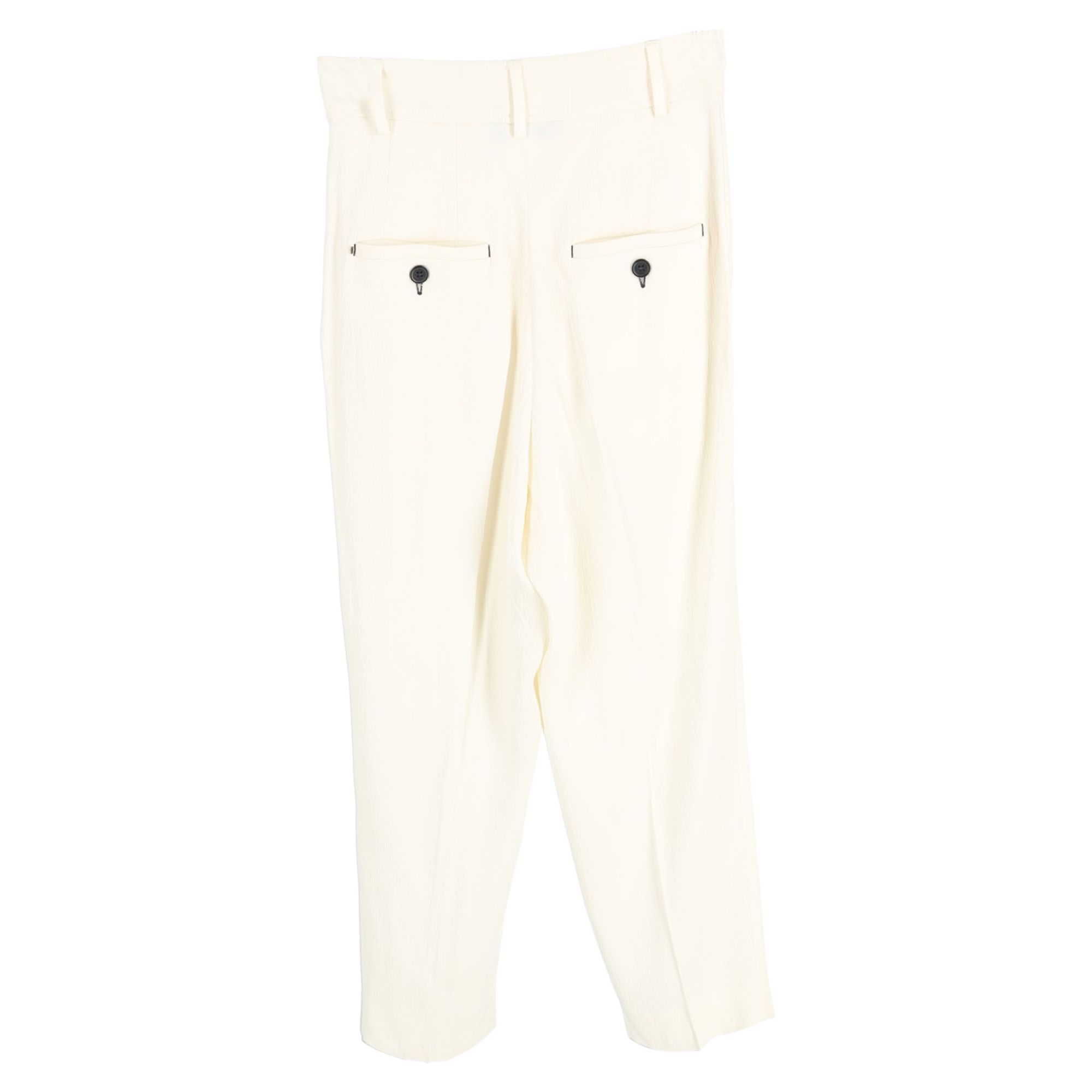 Max Mara Preloved Sportmax Pleated Straight-Leg Trousers in Cream Acetate