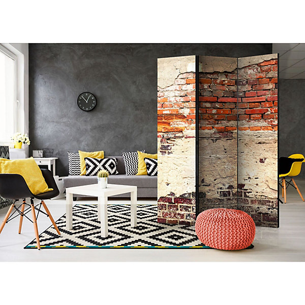 Paravent Décor Urbain Original pour Salon et Chambre 135 x 172 cm Gris et Orange