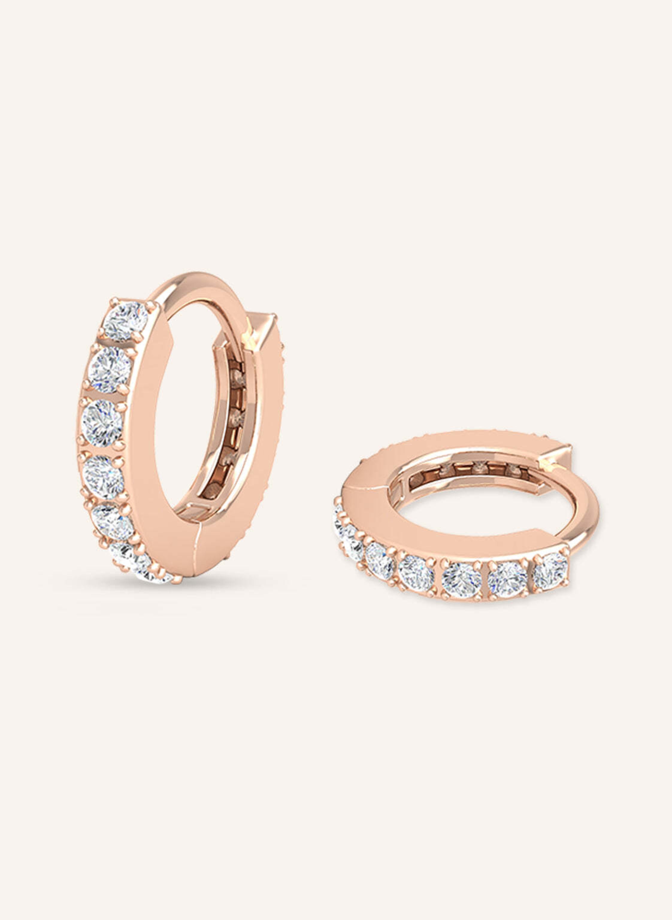 VEYNOU Creolen MINI HUGGIES aus 14 Karat Roségold und 0,33ct. Lab-Grown Diamanten
