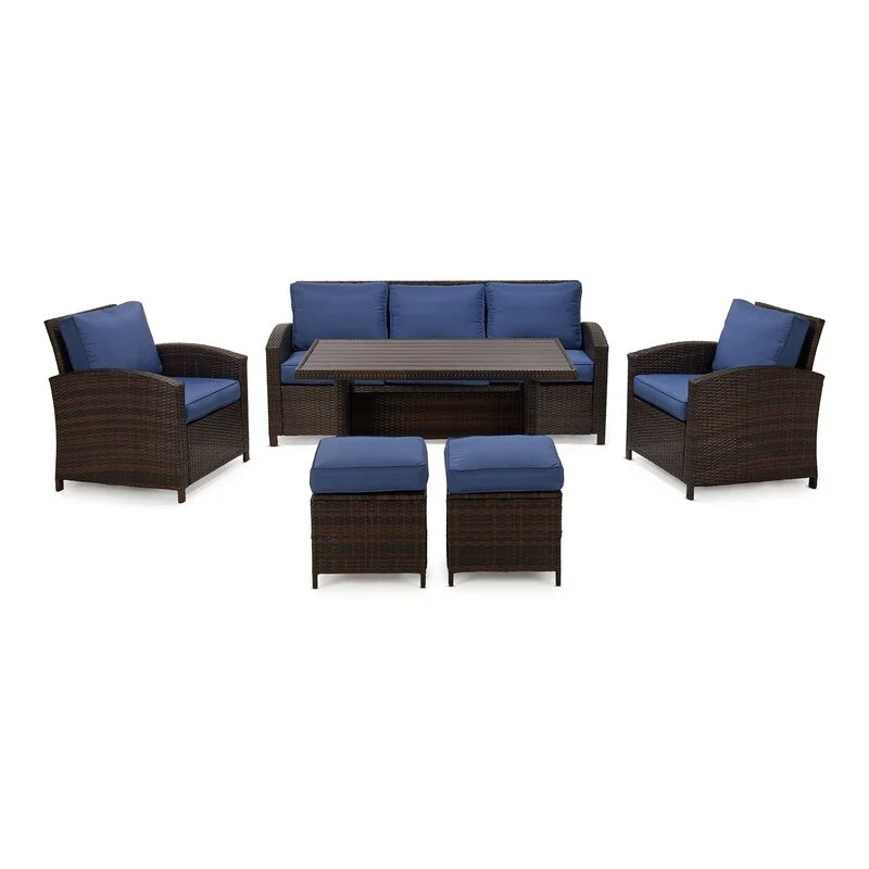 6-Piece Outdoor Wicker Patio Conversation Set
