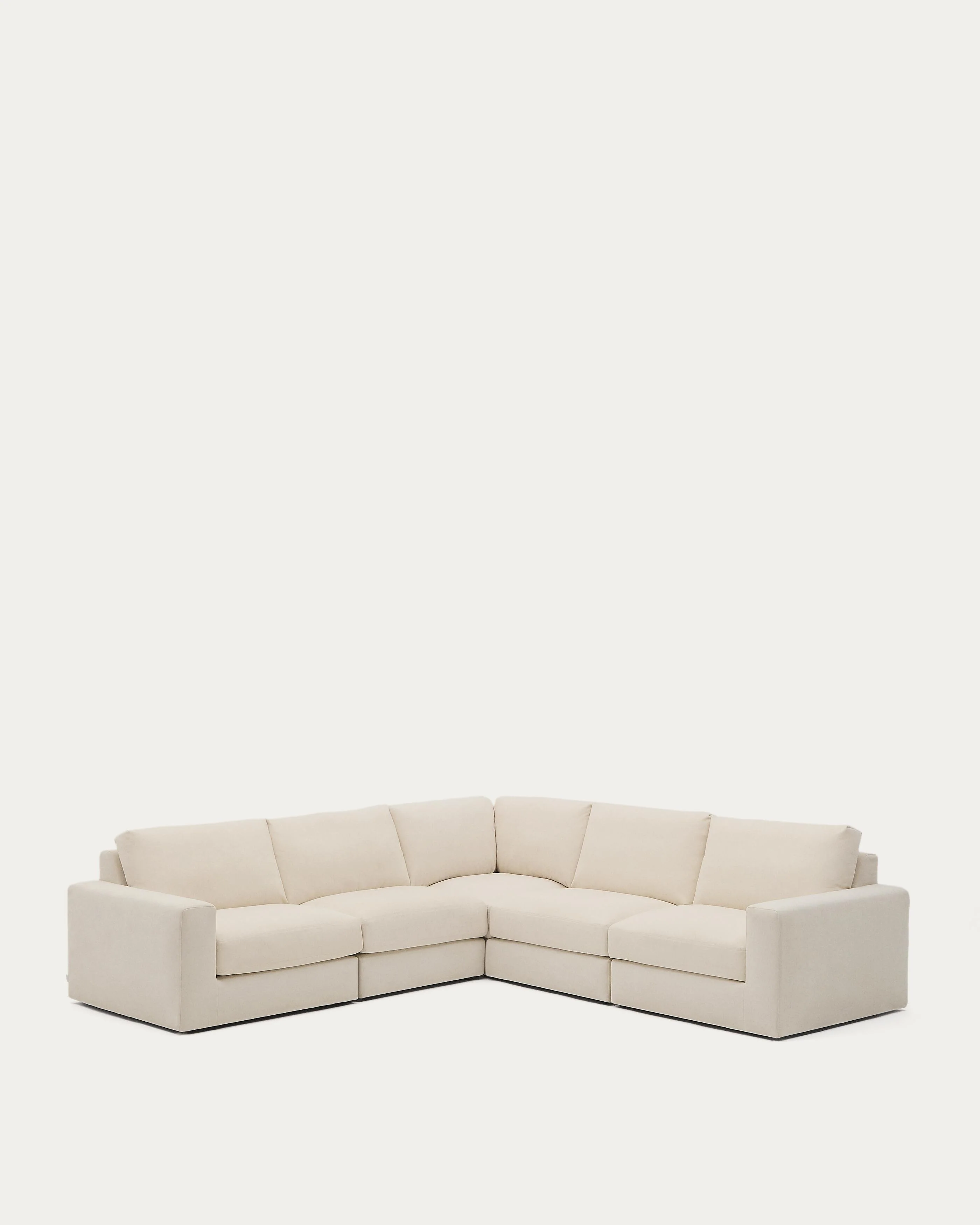 Alea 5-seater modular corner sofa with removable cover in ecru chenille 310 x 310cm