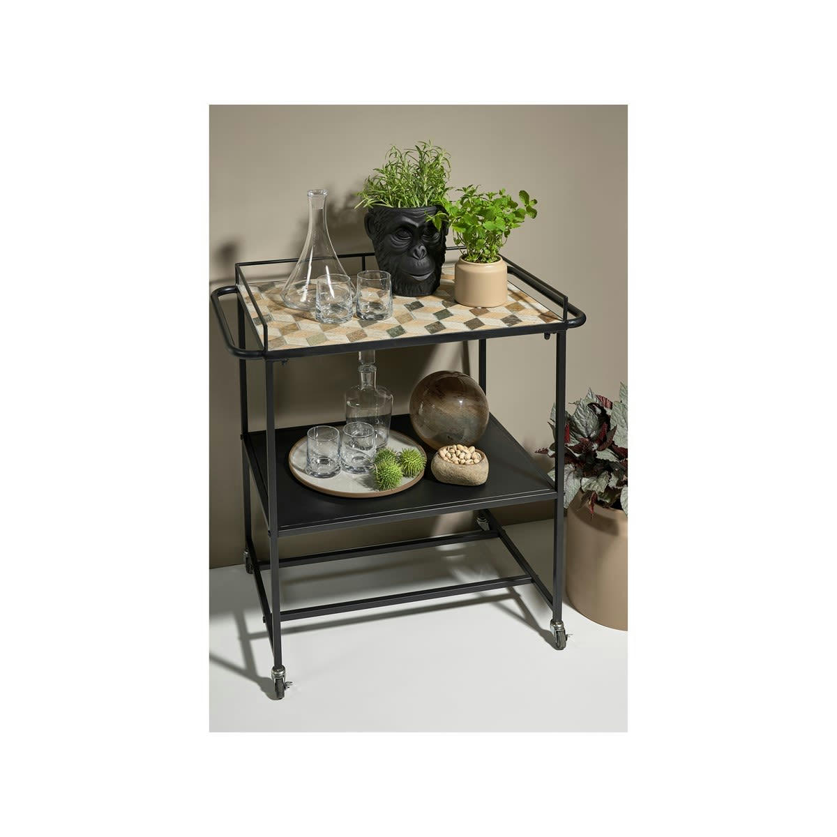 LIVING - Cache pot forme ovale en argile beige sable