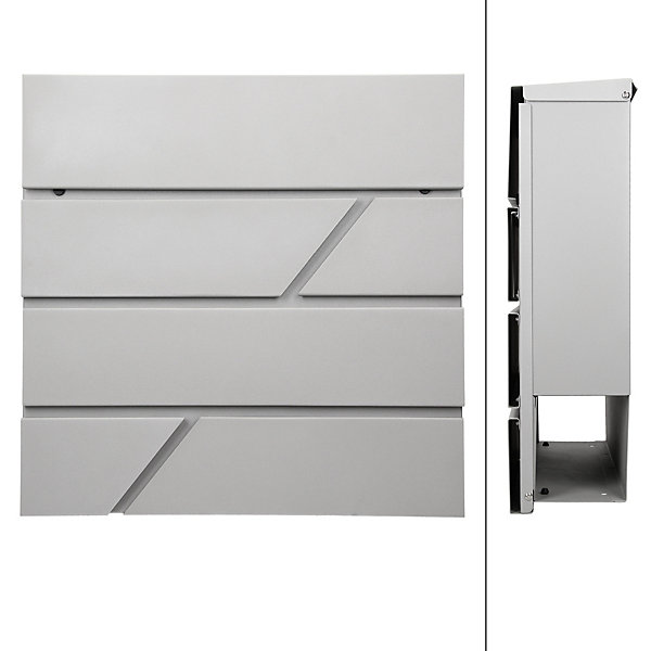 Boîte aux lettres murale gris clair avec 2 clés compartiment à journaux postale