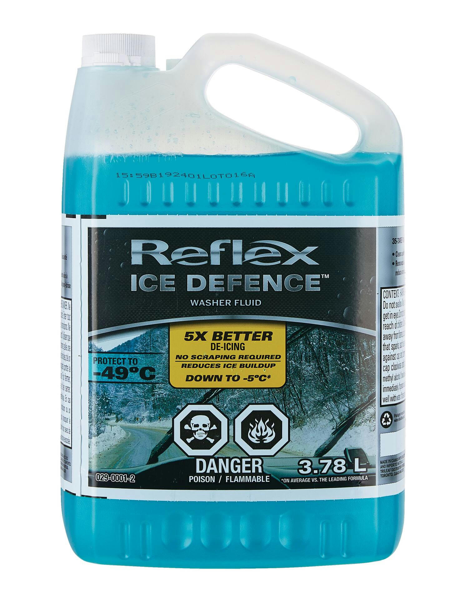 Reflex Ice Defence Winter Windshield Washer Fluid, -49°C, 3.78L, 4-pk
