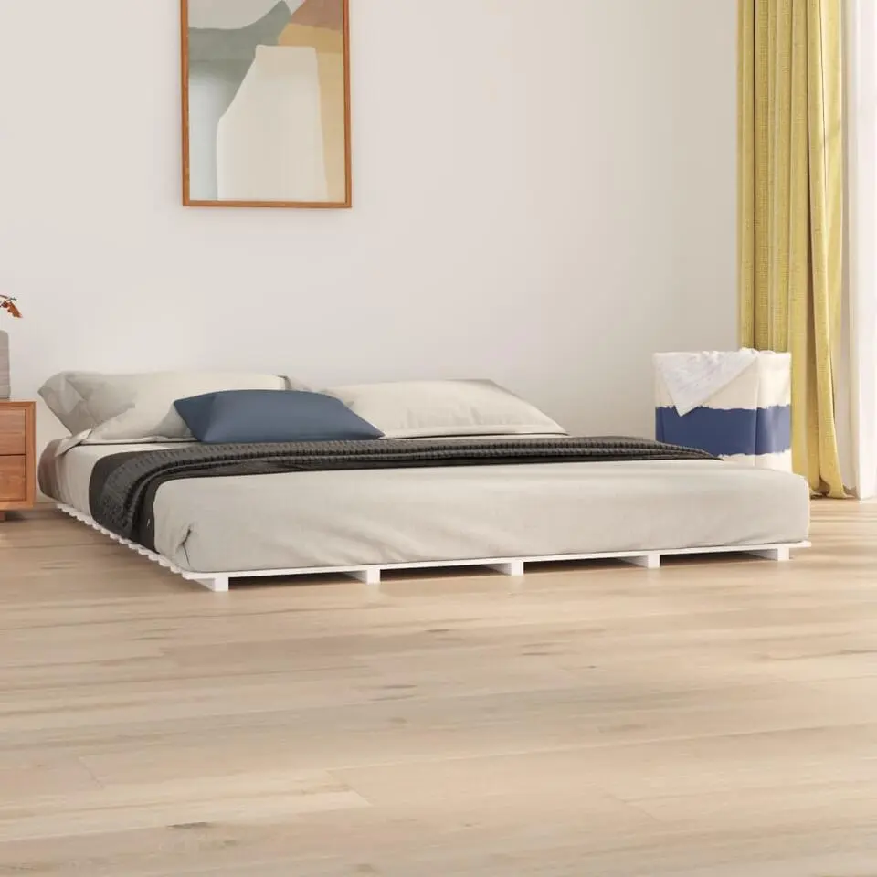vidaXL - Tweepersoonsbed pallet - Wit - Massief grenenhout - 160x200 cm