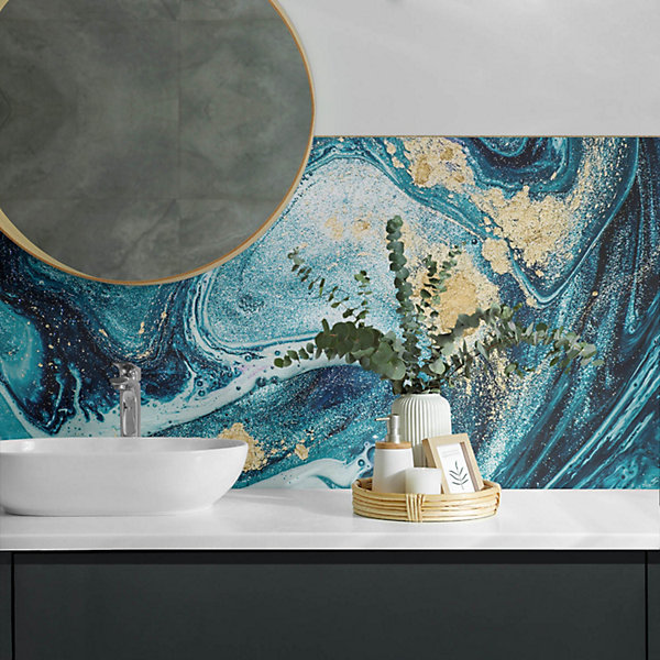 Panneau Mural PVC Wallfluent 120x60 cm Motif De Feuilles Rayées 1 pièce